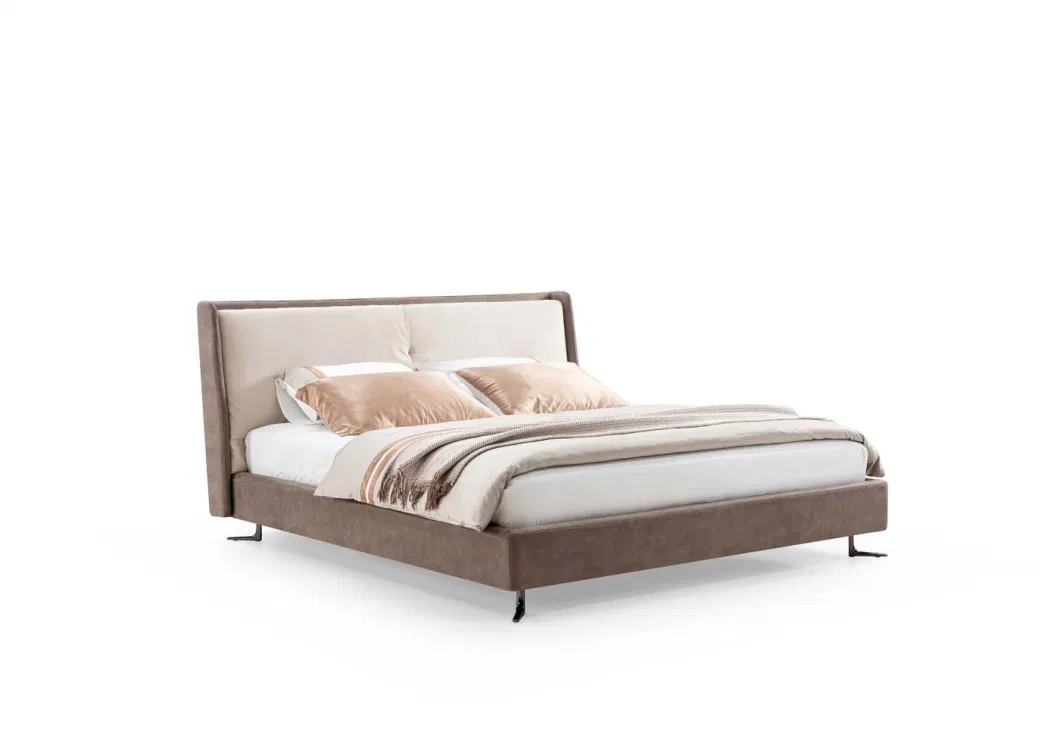 Italian Latest Luxury Bedroom Furniture Big Headboard King Size Modern Fabric Upholstered Double Bed