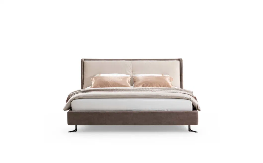 Italian Latest Luxury Bedroom Furniture Big Headboard King Size Modern Fabric Upholstered Double Bed