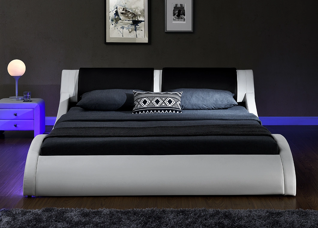 Willsoon 1178-1 Modern Design LED Bed Double/King Size Bed with S-Shape Upholstered Beds