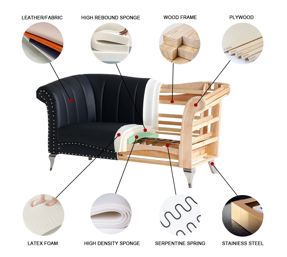 Functional Modern European Style U Shape Home Furniture Set Hot Sale Living Room Genuine Leather Sofa