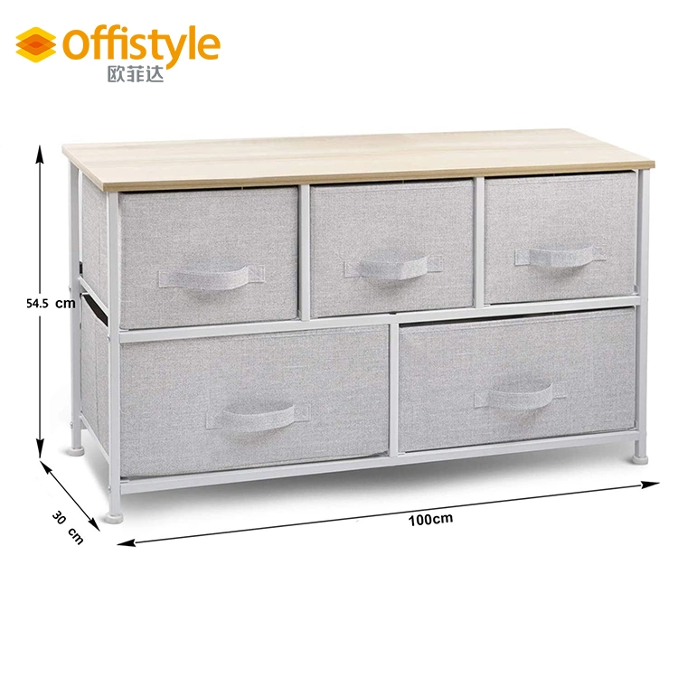 Household Storage Drawer Steel Frame Storage Tower with 3 Fabric Drawers