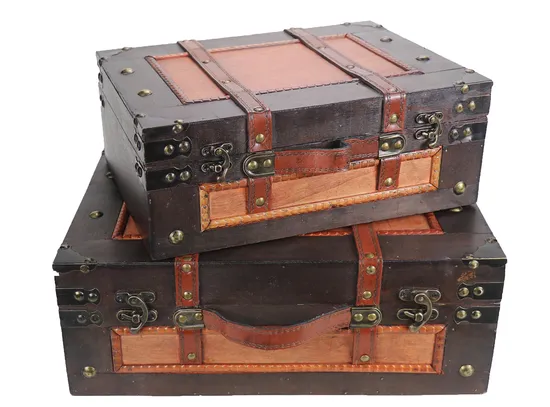 Elegant Chanel Style Decorative Luggage/Suitcase Set/2 Fancy Tweed Vintage Packing Box Gifts Box Wooden Storage Chest Antique Handicrafts Factory Wholesale