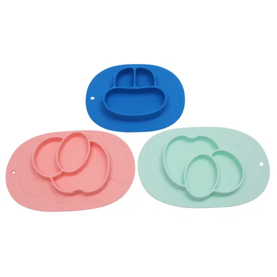 Cub Silicone Children′s Plate Infant Complementary Food Plate Lattice Integrated Suction Cup Not Easy to Fall and Slide
