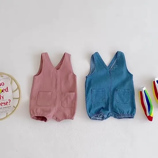 Girls Summer Overalls Kids Clothes Short Trousers Toddler Infant Boy Pants Denim Shorts Jeans Baby Jumpsuits Dungarees 