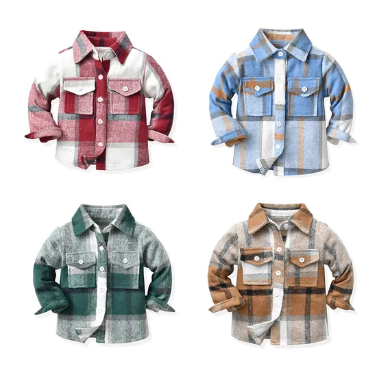 Autumn Boy Spring Jacket Infant Toddler Girls Clothing Cotton Plaid Boys Kids Children Coat 