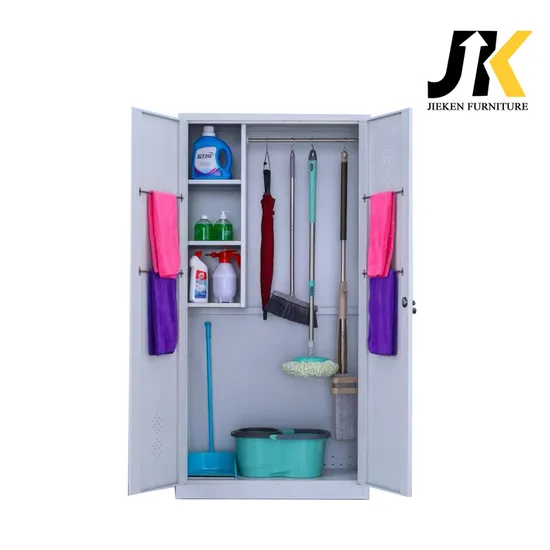 Custom Cleaning Tools Organizer Metal Mop Broom Storage Locker Metal Cleaning Cabinets 