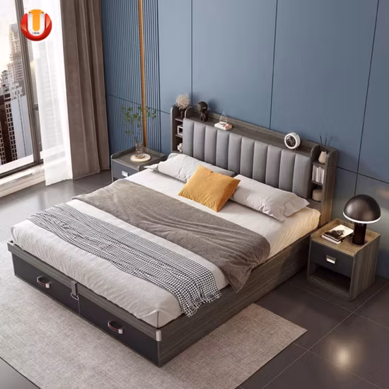 Modern Home Furniture Wood Leg Double King Size Wall Bed in Gc1713 Hot Selling Item