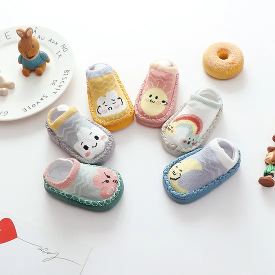 Summer Cotton Baby Rubber Soles Infant Toddler Socks Shoes Indoor Kids Anti Slip Socks 