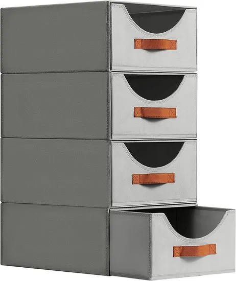 Stackable Fabric Drawer Storage Containers for Bedroom and Office with Sturdy Handles 