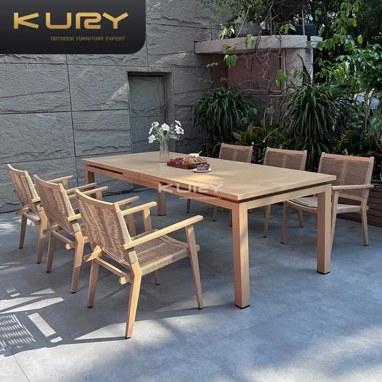 Popular Functional Stretched Restauran Tables Outdoor Furniture Dining Room Aluminum Dining Set 