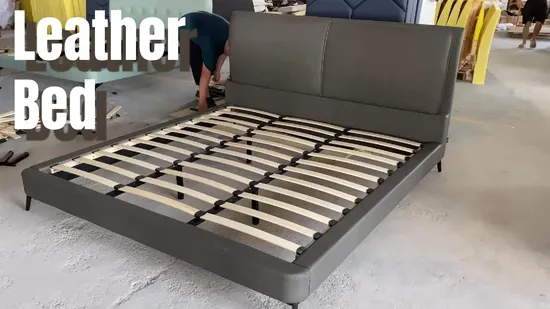 Modern Home Leather Cama Furniture Set Wooden Frame King Size Bedroom Bed 