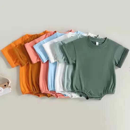 Newborn Infant Toddler Boys Girls Clothes Blank Short Sleeve Oversized Bodysuit Organic Cotton T