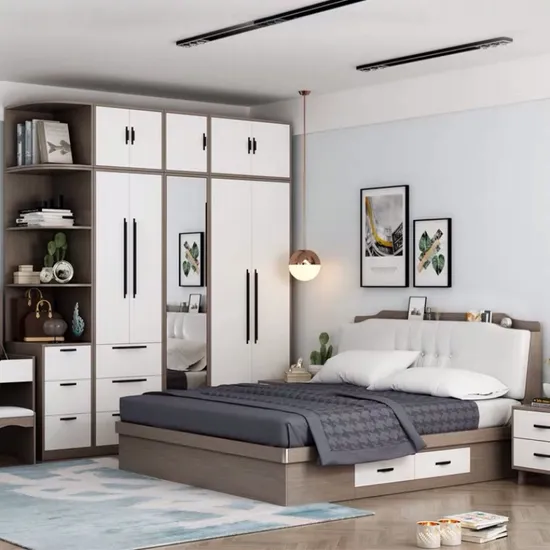 High Quality Custom Modern Commercial Home Furnitures Wooden Hotel Full Bedroom Set 